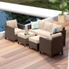 Hearth & Harbor 5-Piece Outdoor Patio Furniture Set, Wicker Patio Conversation Set, Sectional Sofa, Black/Off White