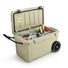 GVN Refrigerator Freezer, Fridge,75 Quart Portable Cooler Rotomolded Ice Chest with Handles and Wheels-Tan
