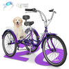 MOONCOOL Adult Tricycles with Rear Basket & Inflator, 24 26 inch 7 Speed 3 Wheel Bikes, Three-Wheeled Bicycles Adult Trike with Backrest for Seniors, Women, Men