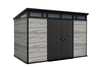 Keter Signature 11x7 ft. Durable Resin Outdoor Storage Shed With Heavy Duty Floor and Locking Door, Walnut