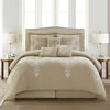Lanco Taupe Damask Patchwork Queen Size Comforter Set, 7 Piece, Chain Stitching Embroidery Ultra Soft, Premium Microfiber, All Season