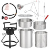 Segmart 30 Qt Iron Aluminum Turkey Fryer Pot,Outdoor Fryer Kit with Injector Thermometer Kit,54000 BTU Outdoor Propane Stove Burner Stand for 20lbs Turkey,10Pcs,Silver