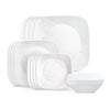 Corelle Cherish 16-Piece Embossed Square Glass Dinnerware Set (Service for 4)