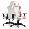 AVAWING Adult Gaming Chair, Ergonomic Leather Gaming Chair with Footrest, Lumbar Support and Headrest, Pink-White