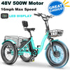 20" x 4" Fat Tire Electric Tricycle for Adult, 7 Speeds Electric Trike 48V 500W Motorized Tricycle , Electric Three Wheels Bicycle for Senior, Aluminum Frame & Rear Basket ,16mph