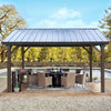 YODOLLA 14.5x12ft Outdoor Wooden Gazebo,Grill Pergola Gazebo Clearance Hard-Top Gazebo for Patios, Garden,Coffee