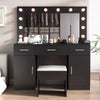 Ktaxon Large Makeup Vanity, Vanity Table Set w/ Visible Glass Top w/ Charging Station, White