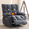 JONPONY Manual Recliner Chair with Heat Therapy and Massage Function, Heavy Duty Reclining Mechanism Massage Chair, Elderly Single Rocker Sofa with Cup Holders for Bedroom Home Theater,Grey