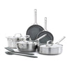 GreenPan Bobby Flay 10-Piece Stainless Steel Cookware Set, Ceramic Nonstick Fry Pans, Dishwasher Safe