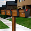 Mail Manager X2 Locking Mailbox Combo Kit w/ In-Ground Post, Wood Grain & Black, 2 Way Multi Mount High Security Cluster