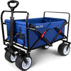BEAU JARDIN Collapsible Folding Wagon 300 Pound Capacity Heavy Duty Foldable Beach Wagon Cart Grocery Utility Wagon for Garden Sports Shopping Outdoor All Terrain Wheel Portable Black