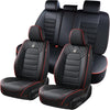 Florich Full Set Seat Covers, Waterproof Faux Leather Seat Protectors, Comfortable Auto Interior Cushions Fit for Most Cars SUV Trucks, Black&Brown