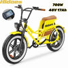 ?Hidoes Electric Bike for Adults - 20" Fat Tire Retro Cruiser, 7-Speed E-Bike with Cruise Control & Accessories (Pump/Leather Seat)