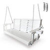 Innovaze 5 Ft Outdoor Wooden Porch Swing with Cupholders, Heavy Duty 880 LBS For 3 Person,All-Weather resistant, White