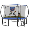 14FT Trampoline with Enclosure for Kids Adults, SEGMART Outdoor Pumpkin Round Recreational Trampoline with No-Gap Design, Heavy Duty Backyard Trampoline with Curved Fiberglass Poles for Indoor Outdoo
