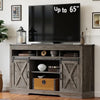 Mayincolor Farmhouse TV Stand for 65+ inch TV,34'' Tall Entertainment Center with Sliding Barn Doors, Rustic Wood Media Console Storage Cabinet Television Stand for Living Room, Light Grey