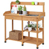 DEXS Garden Potting Bench Table, Outdoor Solid Wood Work Station, Sturdy Construction for Gardening Tasks, Ideal for Planting, Repotting, and Organizing Tools Removable Sink | Natural Wood