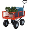 Steel Garden Cart, Heavy-Duty Steel Mesh Utility Garden Wagon with Removable Sides and 9.5" Pneumatic Tires for Outdoor Lawns Yards Farms and Ranches, 550 lb Capacity, Yellow