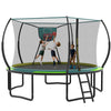 14FT Trampoline with Enclosure for Kids Adults, SEGMART Outdoor Pumpkin Round Recreational Trampoline with No-Gap Design, Heavy Duty Backyard Trampoline with Curved Fiberglass Poles for Indoor Outdoo