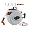 VEVOR Retractable Hose Reel, 84 ft x 5/8 inch, 180�� Swivel Bracket Wall-Mounted, Garden Water Hose Reel with 9-Pattern Nozzle, Automatic Rewind, Lock at Any Length, and Slow Return System