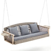 Homrest 3-Person Porch Swing 55in Wicker Hanging Swing Bench with Cushions and Cupholders for Deck, Garden and Backyard, Beige
