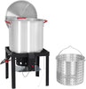 60 Qt Seafood Boiling Kit with Strainer, Outdoor Seafood Boil Pot and Basket with 110,000 BTUs Propane Jet Burner & Lifting Hook, 10 PSI Regulator