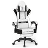 SOONTRANS Gaming Chair for Adults, Ergonomic Linen Fabric Computer Chair with Massage Lumbar Pillow, Gamer Game Chair with Adjustable Headrest, Comfortable Office Chair for Home, White