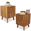 YOCWO Fluted Nightstand for Bedroom Set of 2 , Wood Bedside Table Set of 2 with Drawers, Black