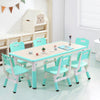 TROPOW Kids Table and Chairs,Height Adjustable Toddler Table and 6 Chair,Multi-Activity Table with Graffiti Desktop Non-Slip Legs for Ages 2-10,Children Activity Table for Daycare,Classroom,Blue
