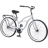 26 Inch Beach Cruiser Bike, Single Speed Bicycle with Steel Frame, Wide Wheels and Rear Coaster Brakes, Comfortable City Commuter Bike for Adult Men, Silver