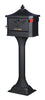 Architectural Mailboxes Pedestal Cast Aluminum, Large, Mailbox and Post Kit in Black