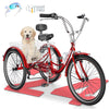 MOONCOOL Adult Tricycles with Rear Basket & Inflator, 24 26 inch 7 Speed 3 Wheel Bikes, Three-Wheeled Bicycles Adult Trike with Backrest for Seniors, Women, Men