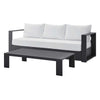 Lounge Sofa Table Set, Grey Gray, Aluminum, Metal, Fabric, Modern Contemporary, Outdoor Patio Balcony Cafe Bistro Garden Furniture Hotel Hospitality