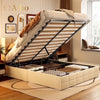 Aiho Full Lift Up Storage Bed, Full Size Bed Frame with Big Underneath Storage & Modern Wingback Headboard & No Box Spring Needed - Gray