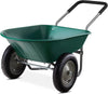 SEEKOL Dual-Wheel Home Utility Yard Wheelbarrow Garden Cart w/Built-in Stand for Lawn, Gardening, Construction,Green