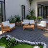 Prilinex 44 PCS Plastic Deck Tiles Outdoor Interlocking Patio Tiles Waterproof for Backyard Porch, 12"W x 12"L, Red Brown