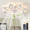 Garwarm Dimmable Ceiling Fan with Light and Remote Control, 27" Small Flush Mounted Ceiling Fan with Led Lights, APP and Remote Controlled, Modern, White
