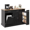 DreamCurship 52" Kitchen Island with Storage, Rolling Kitchen Cart Island with Wheels, Tilt Out Kitchen Trash Cabinet 10 Gallon Storage, 3 Large Spice Racks and 2 Drawers, White