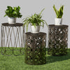 Y&M Set of 3 Nesting Metal Round Coffee Table, Side Table End Table for Indoor Outdoor Multifunctional Use,Heavy Duty Metal Plant Stand Garden Stool- Black