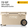 RTIC 72 QT Ultra-Light Wheeled Hard-Sided Ice Chest Cooler, Fits 96 Cans, Dark Grey & Cool Grey