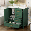 Nyveth Modern Bathroom Vanity with Ceramic Sink, Shelves, Drawers, Wood, Green