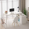 WIAWG 55" White L Shaped Desk with Storage Shelf Corner Office Writing Desk Study Workstation Table
