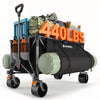 Raynesys 300L Foldable Wagon Cart with Wheels, 440lbs Heavy Duty Beach Wagon for Sand Sports Camping Grocery, Black & Gray