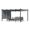 Aoodor 14 x 12 ft. Outdoor Pergola with Retractable Canopy and Sunshade Roller Curtains, Aluminum Frame Grape Trellis Pergola for Patio Backyard and Deck - Gray