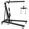 Mescukay 2 Ton Engine Hoist with Lever, 4000 lbs Heavy Duty Folding Cherry Picker Engine Lift Hydraulic Tilting Engine Shop Crane with 6 Iron Caster Wheels Telescopic Boom Hitch