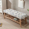 Dayalane Upholstered Storage Bench with Shoe Rack,Linen Fabric Entryway Bench for Living Room, Bedroom and Hallway, Multi Functional Ottoman with Solid Wood Shelf, Beige