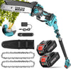Seesii 2-in-1 Cordless Pole Saw, 8 Inch Brushless Pole Chainsaws Mini Handheld Chainsaw with 2Pcs 21V Batteries, 2x Chains, Auto Oiler, 16FT MAX Extension Pole Saws for Tree Trimming