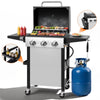 Enyopro 3 Burner Propane Gas Grill, 40,000BTU Stainless Steel BBQ Grill with Brush, Built-in Thermometer, 4 Universal Wheels for Outdoor Cooking Patio Backyard
