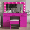 Ktaxon Large Makeup Vanity, Vanity Table Set w/ Visible Glass Top w/ Charging Station, White