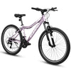 26-Inch Mountain Bike with 21-Speed Twist Shifter, Front Suspension & V-Brakes �C White/Purple Commuter Bicycle